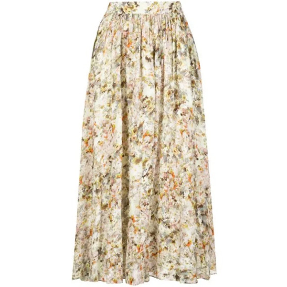 Co Collections Floral Jacquard Midi Flare Skirt Garden Print - Picture 2 of 6